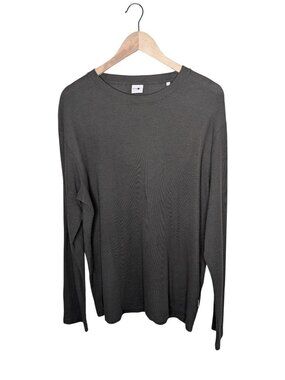 No Nationality NN07 Clive Long Sleeve Dark Gray Waffle Knit Shirt Size Large